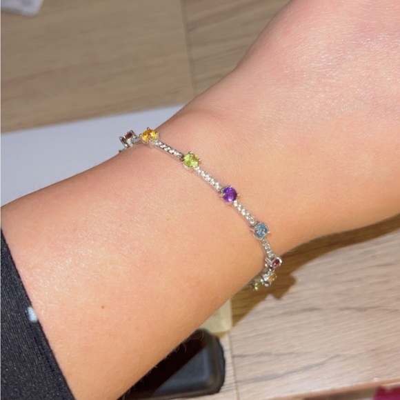 💎Sterling Silver Bracelet with Multicolored Gemstones💎 - Picture 6 of 8
